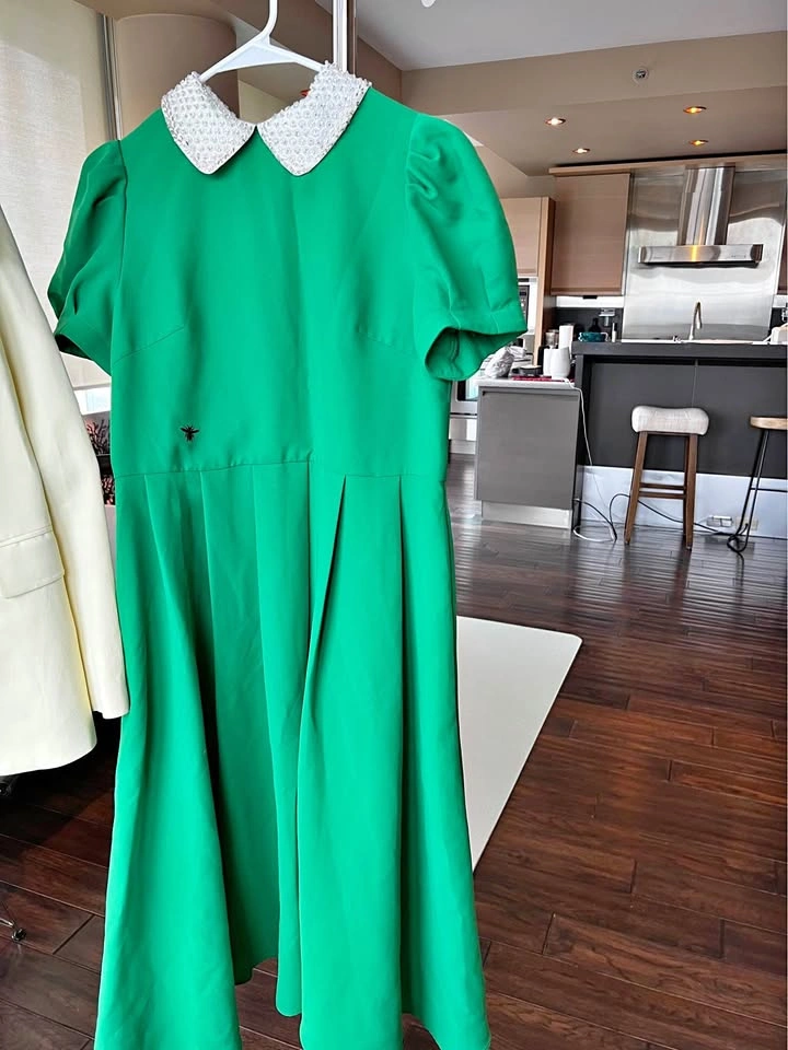 Green Pearl Collar Bee Dress