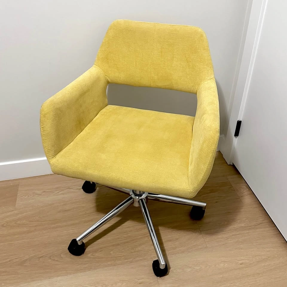 Yellow Upholstered Swivel Office Chair
