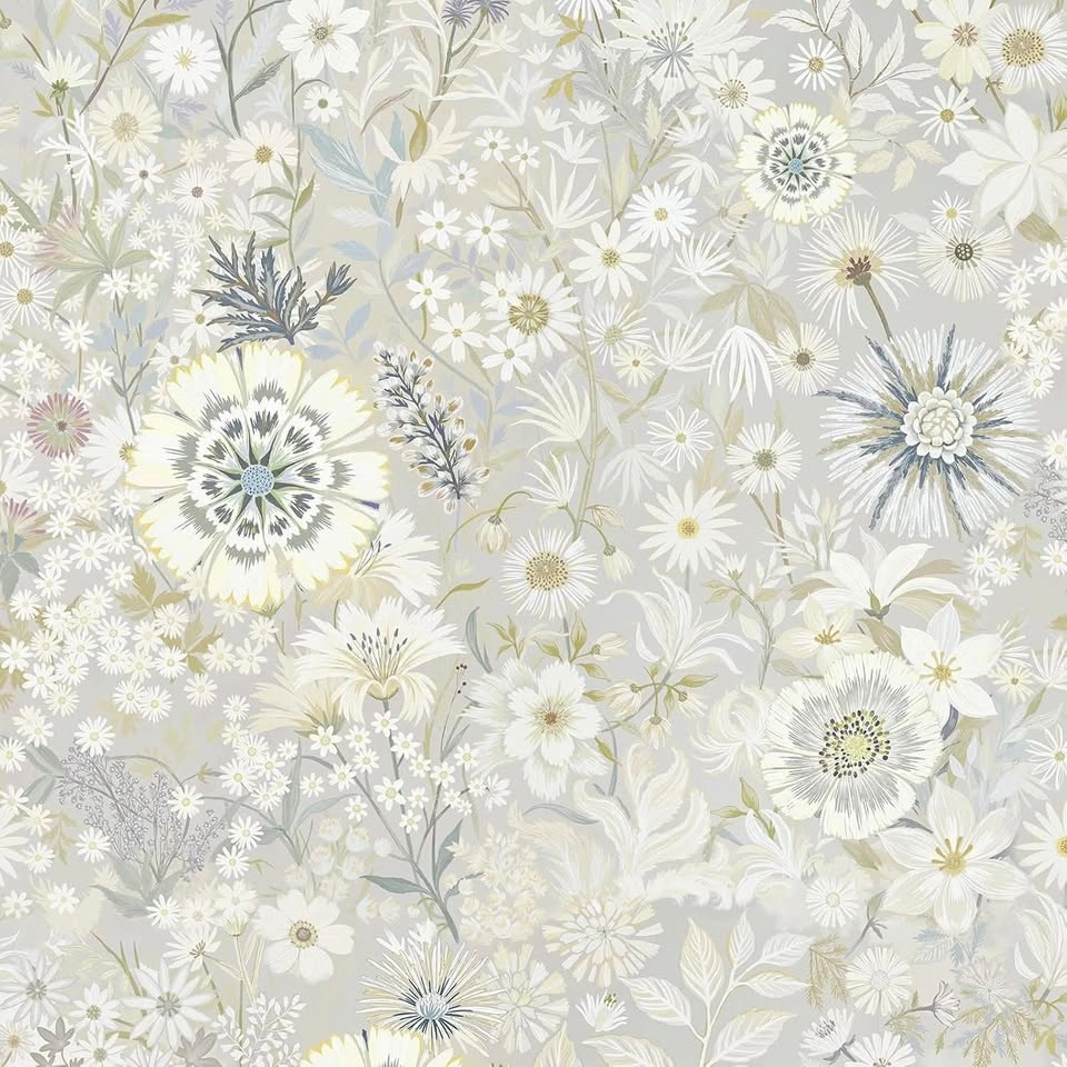 Vintage Wildflower Soft Neutral Floral Peel and Stick Wallpaper