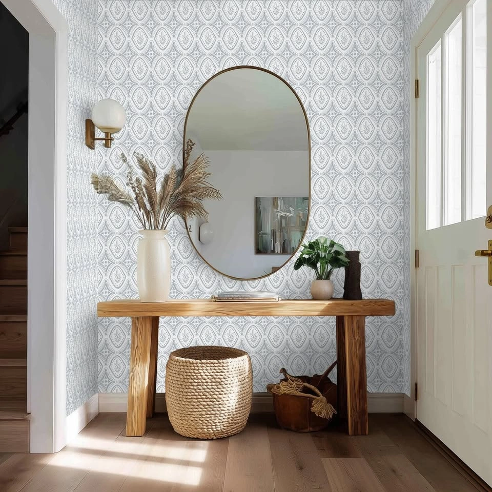 Scandi Boho Leaf Peel and Stick Wallpaper - 17.3"x78.7" - photo 3