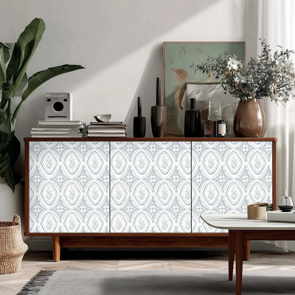 Scandi Boho Leaf Peel and Stick Wallpaper - 17.3"x78.7" - photo 5