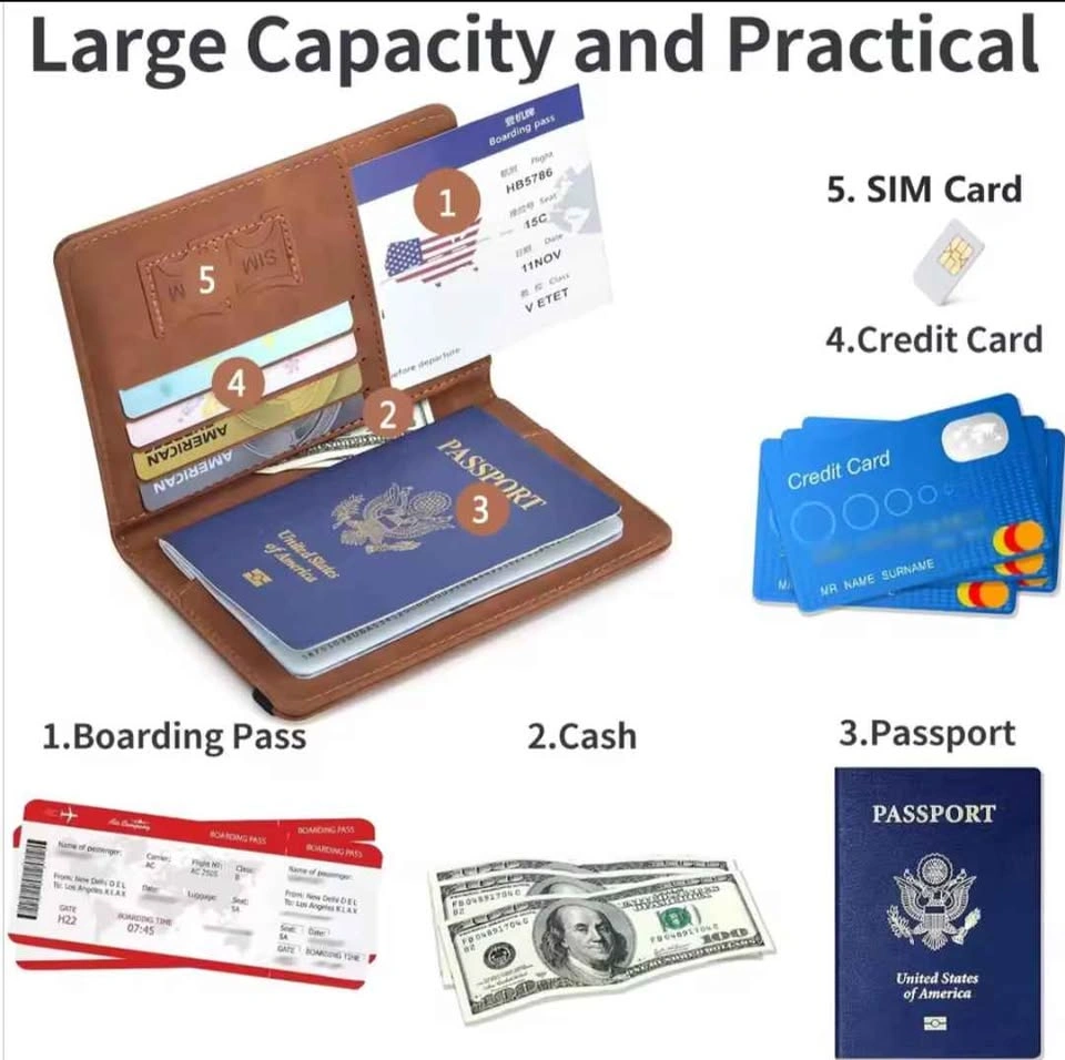 RFID Blocking Passport Holder Travel Wallet Cover Case - photo 2