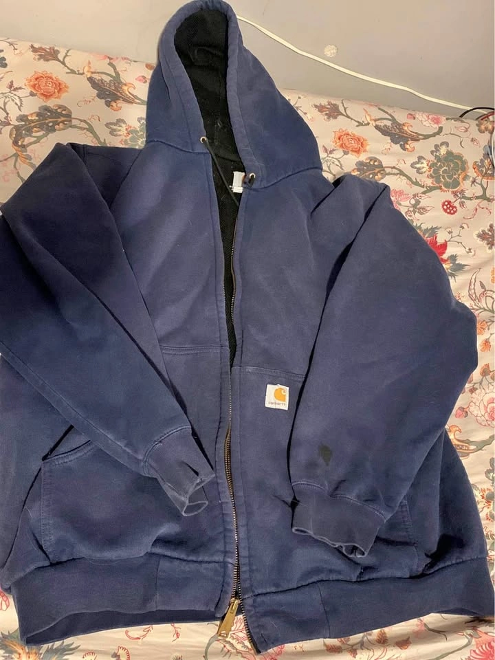 Carhartt Navy Blue Full Zip Hooded Jacket