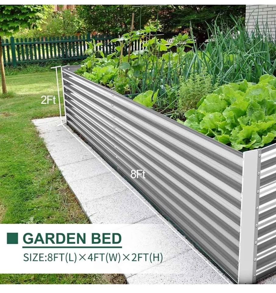 8×4×2 ft Galvanized Raised Garden Bed Kit