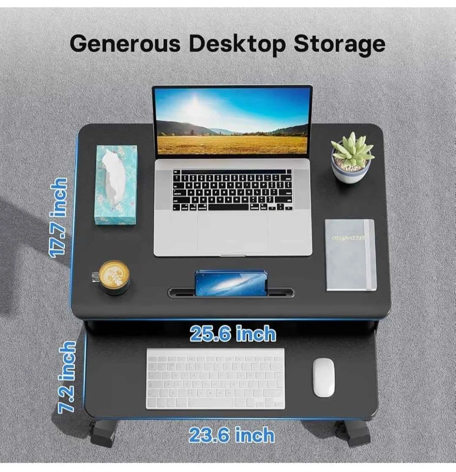 Mobile Standing Desk with Keyboard Tray, Adjustable Height - photo 3