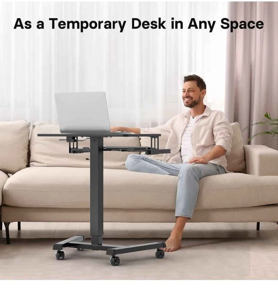 Mobile Standing Desk with Keyboard Tray, Adjustable Height - photo 5