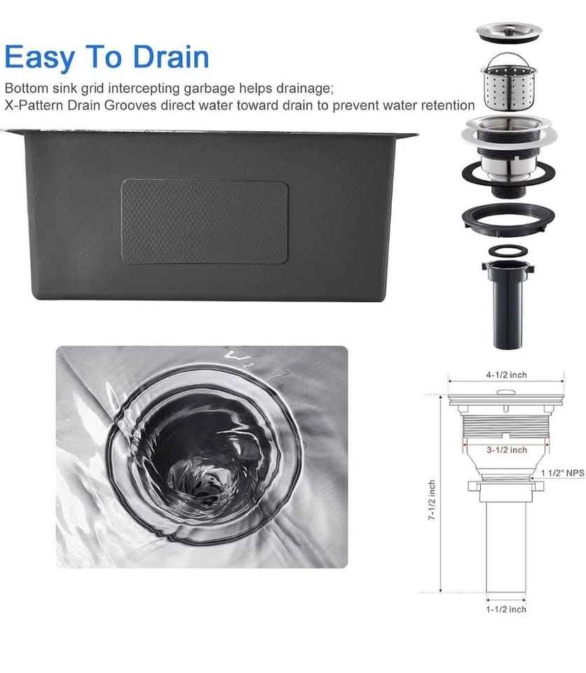 22-inch Drop in Kitchen Sink, SUS304 Stainless Steel - photo 3