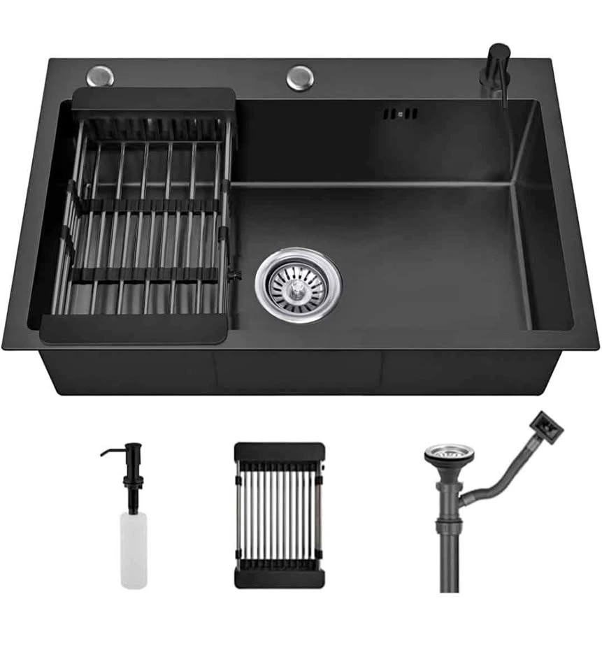 Stainless Steel Drop-in Kitchen Sink 3-Hole Single Bowl