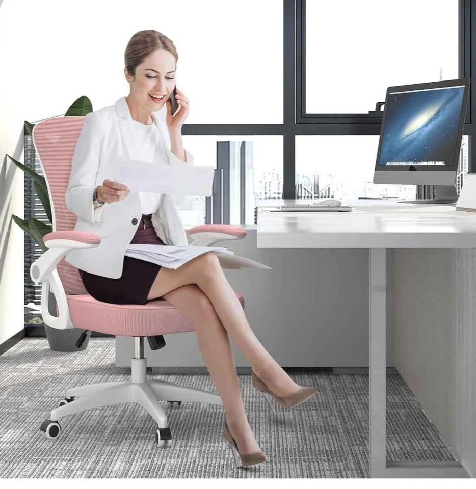 Pink Ergonomic Office Chair – Mesh, Flip-Up Arms (NEW) - photo 2
