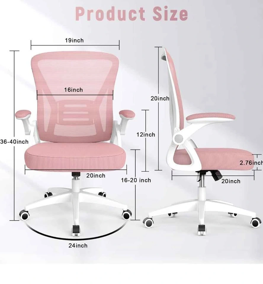 Pink Ergonomic Office Chair – Mesh, Flip-Up Arms (NEW) - photo 3