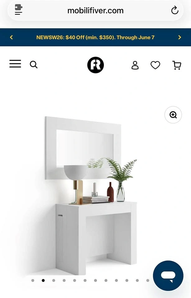 Mobili Fiver Console Table NEW IN BOX BUT NO LEAVES