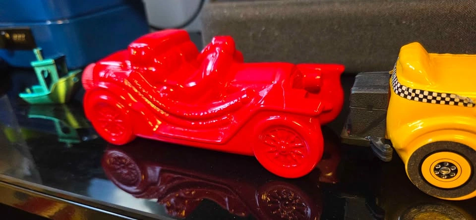 Vintage Glass & Ceramic Car Figurines - Green, Yellow, Red, Brow - photo 3