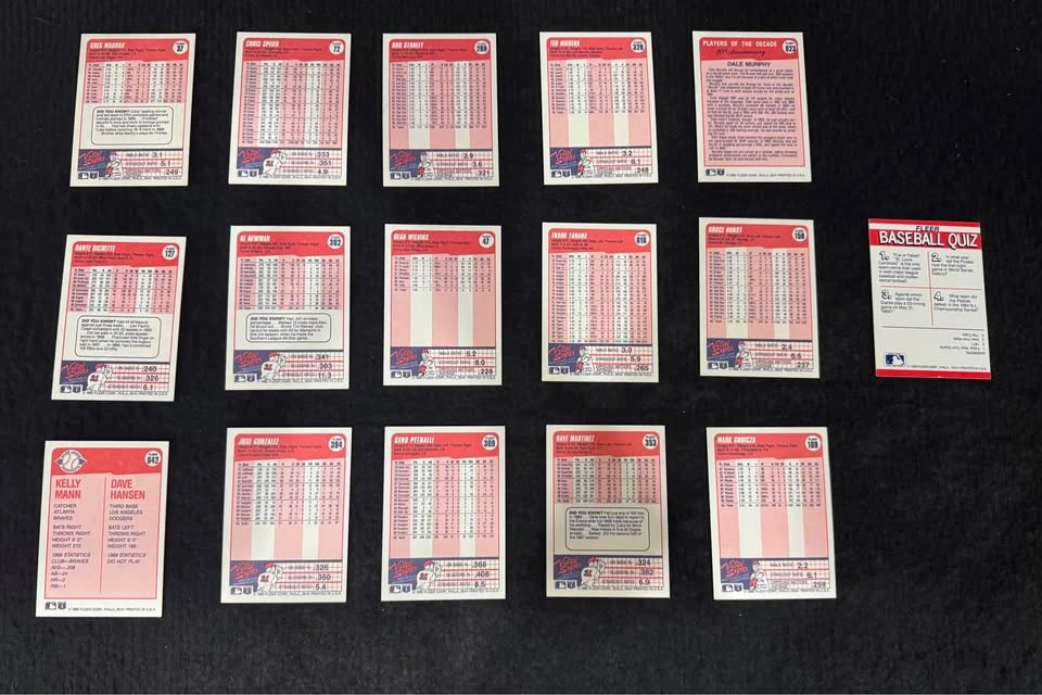Vintage 1990 Fleer Baseball Cards Lot (15 Cards + Sticker + Wrap - photo 2