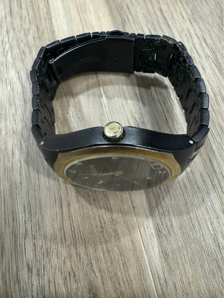 Elgin Black Gold Watch Diamond Dial Stainless Steel Extra Link - photo 3