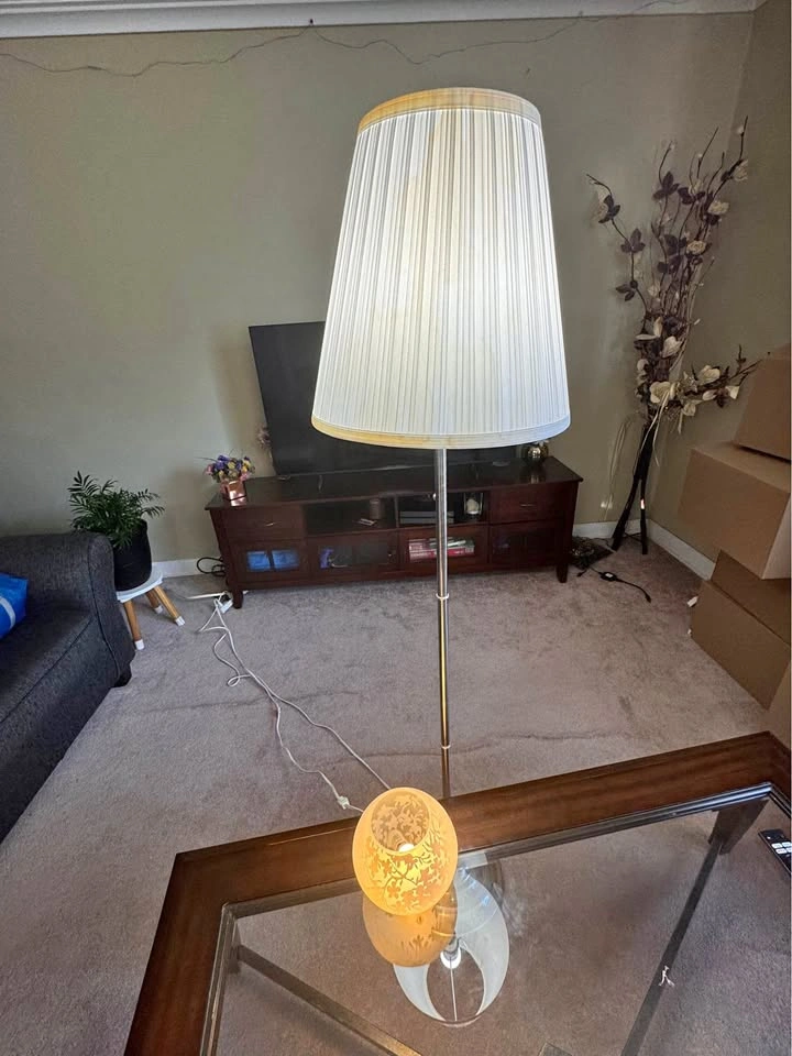 Ikea Floor Lamp and Floral Table Lamp Set