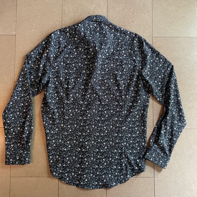 Men's Floral C-LAB Shirt-Navy Blue and White-Large 16"-34-35" - photo 3