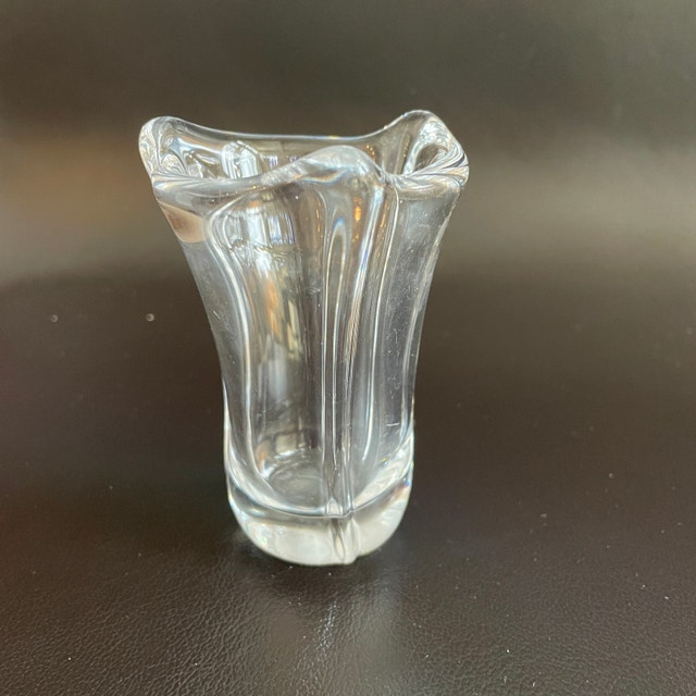 Exquisite Vintage 60s signed Daum France small crystal vase-Rare