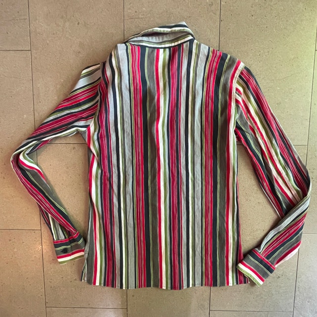 Vintage agnès b. Paris crinkle cotton striped blouse shirt-XS - photo 5