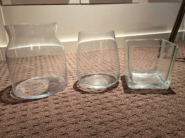 3 Large Glass Vases-Dress up your table! Measurements in Listing