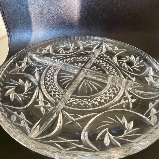 Round Crystal Platter-4 sections-German Lausitzer Crystal-11.5" - photo 2