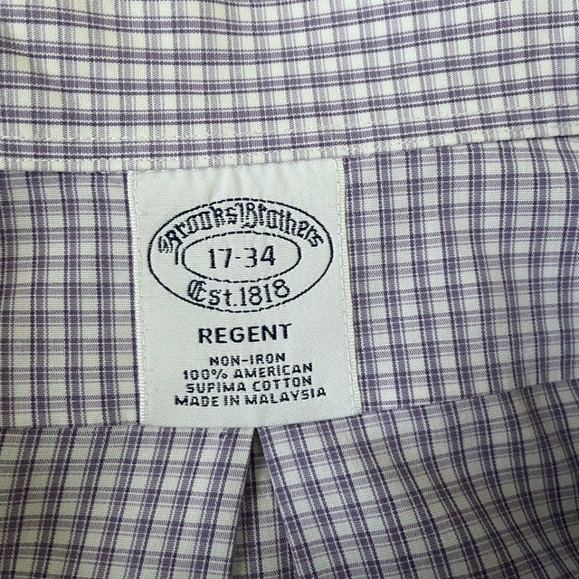 Brooks Brothers Regent Cotton White/Purple Dress Shirt-Sz. 17-34 - photo 3
