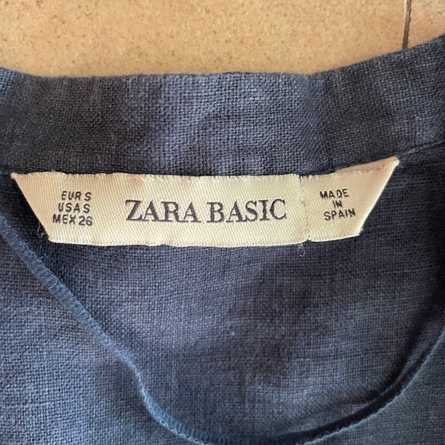 Zara Basic Woman's Navy Blue Linen Shirt-Size Small - photo 2