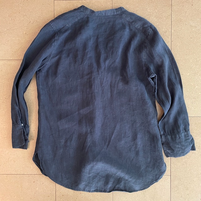 Zara Basic Woman's Navy Blue Linen Shirt-Size Small - photo 3