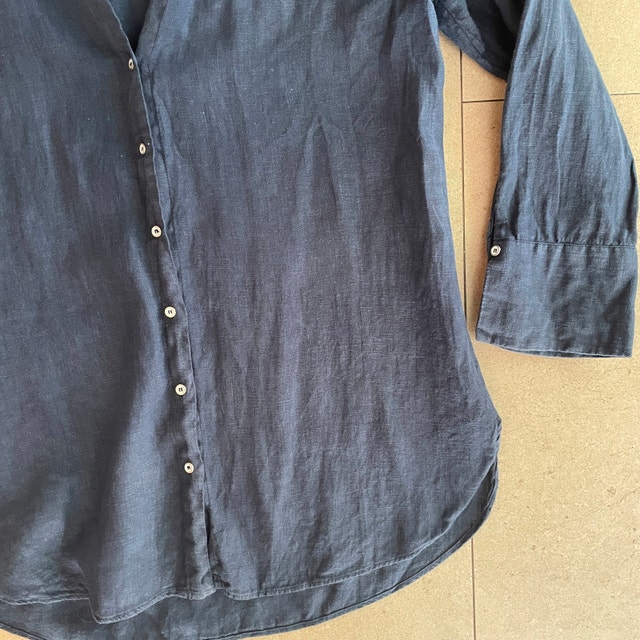 Zara Basic Woman's Navy Blue Linen Shirt-Size Small - photo 4