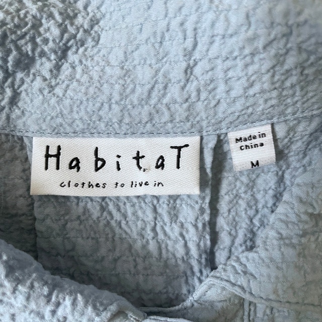 Habitat Light Blue Textured Top Blouse Shirt-Chopstick Buttons-M - photo 3