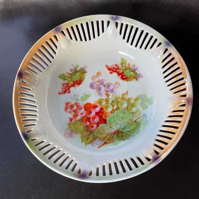 Vintage Bavaria Carl Schumann Serving Bowl with reticulated rim