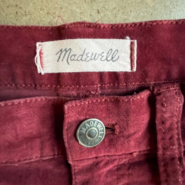 Madewell Burgundy Red Velvet Cali Demi-Boot Jeans Size 28 - photo 3