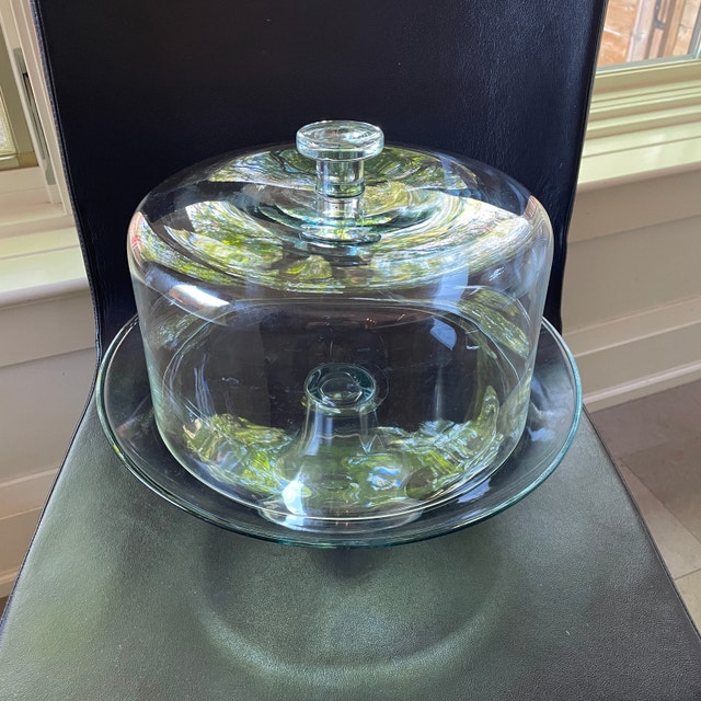 Large Clear Glass Pedestal Cake Stand with Dome Cover - photo 2