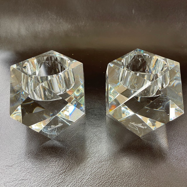 2 Rosenthal Germany Crystal Votive Candle Holder Carlyle Clear