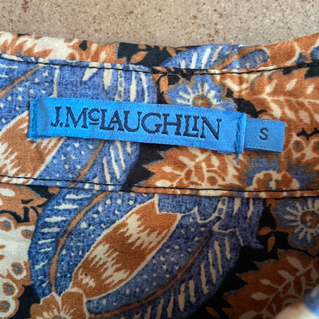 J. McLaughlin Floral Brown/Blue Button Down Blouse Shirt-Small - photo 2