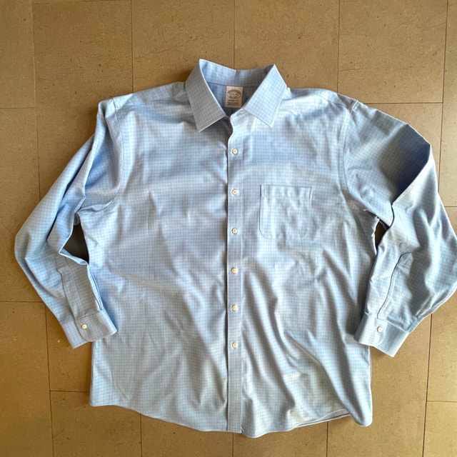 Brooks Brothers Mens Regent Cotton Shirt-Blue/white-17.5-34 (XL)