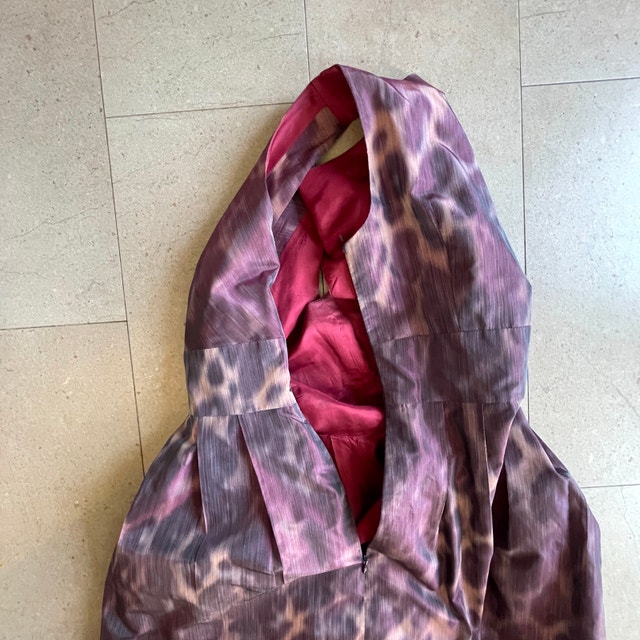 Pink Tartan Burgundy Pink Animal Print Silk Mini Dress-Small - photo 5