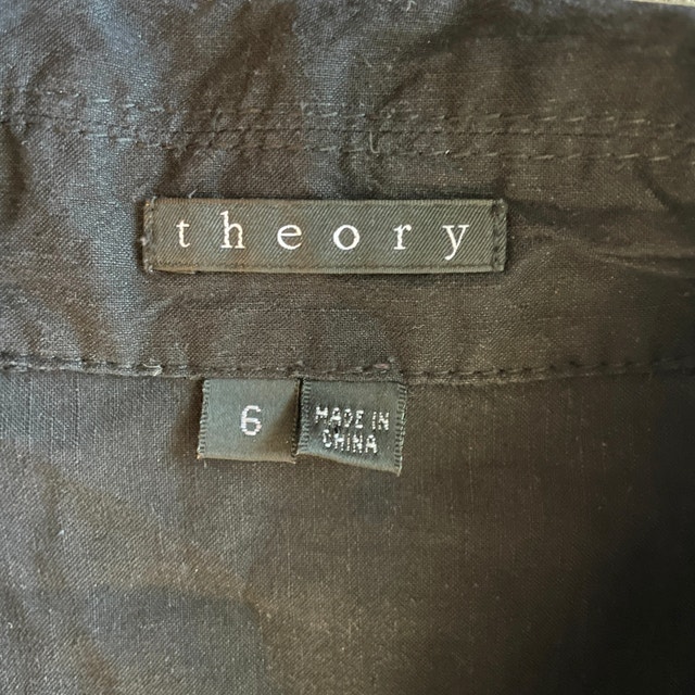 Theory Kadrian Black Button-Up Short Dress Linen Blend Black-6 - photo 3