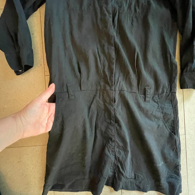 Theory Kadrian Black Button-Up Short Dress Linen Blend Black-6 - photo 4