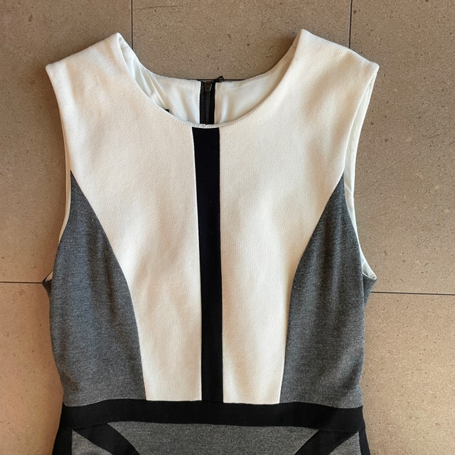 Judith & Charles Dress Black White Gray Colourblock-Size 6 - photo 2