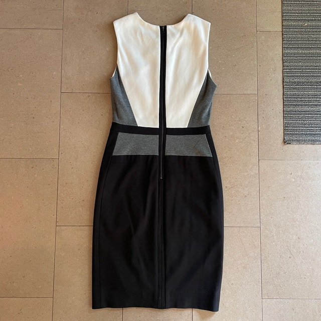 Judith & Charles Dress Black White Gray Colourblock-Size 6 - photo 4