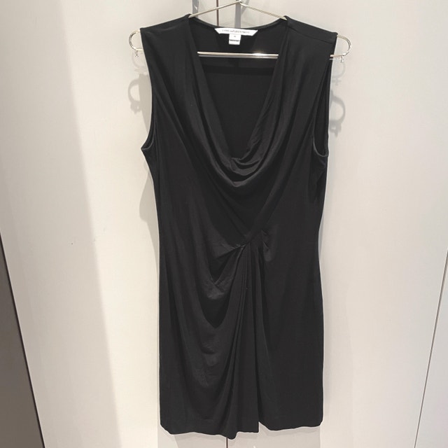 Diane Von Furstenberg Black Draped jersey Mini Dress-Size 10 - photo 4