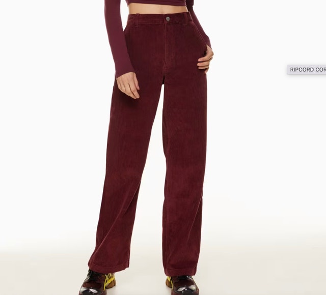 TNA Aritzia Khaki Green Wide leg Ripcord Corduroy Pants-Size 00 - photo 2