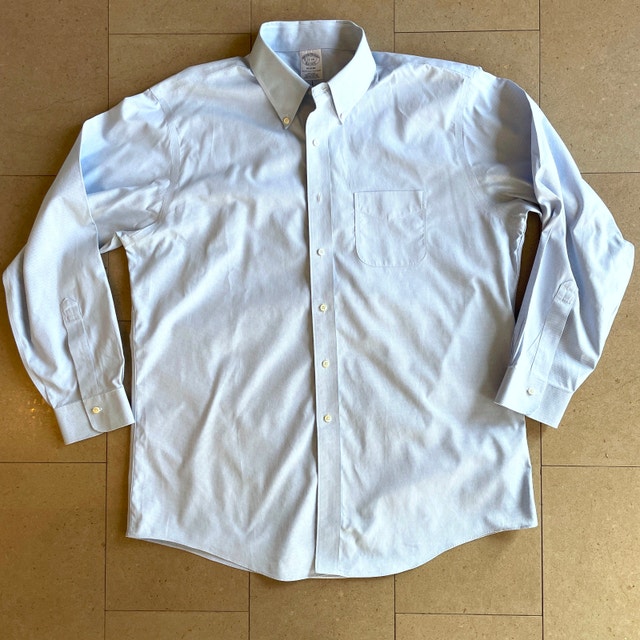 Brooks Brothers Regent Cotton Shirt-Blue/White Houndstooth-XL
