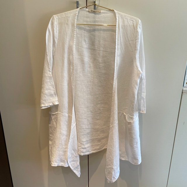 Francesca Bettini White Linen Lagenlook Cardigan Top- Italy-Smal