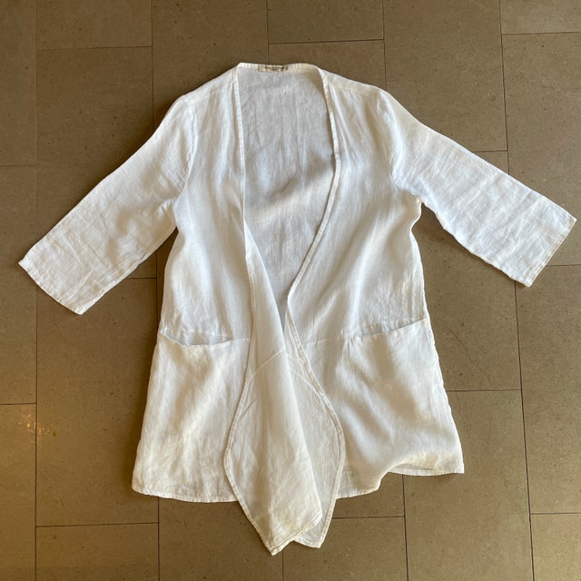 Francesca Bettini White Linen Lagenlook Cardigan Top- Italy-Smal - photo 2