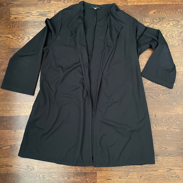 Bryn Walker Black Open Front Cardigan Jacket Duster L/XL