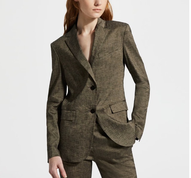 NEW Theory Classic Blazer-Stretch Wool-Olive/Gray-Size 00 - photo 2