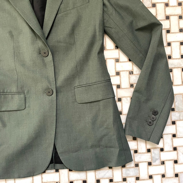 NEW Theory Classic Blazer-Stretch Wool-Olive/Gray-Size 00 - photo 3