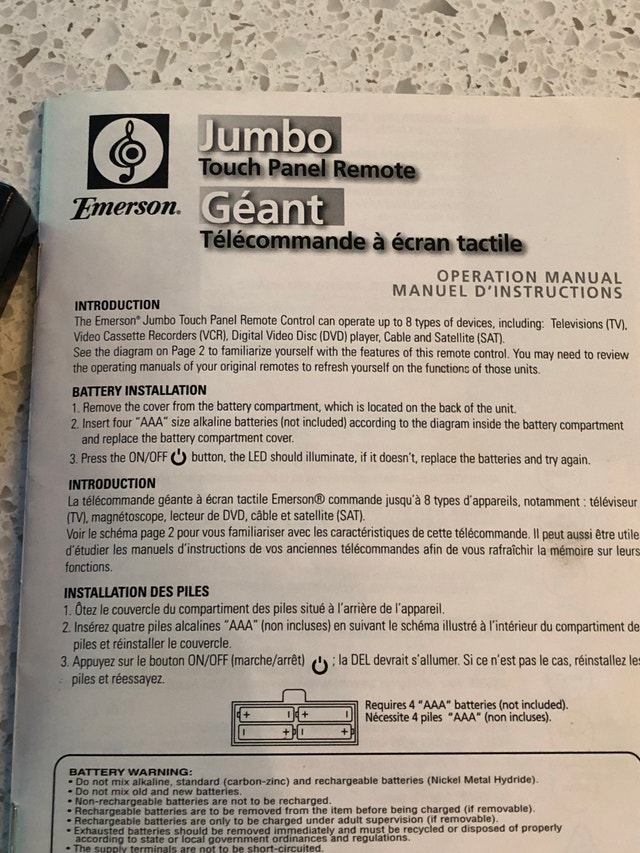 Emerson Jumbo Universal Remote Control - photo 5