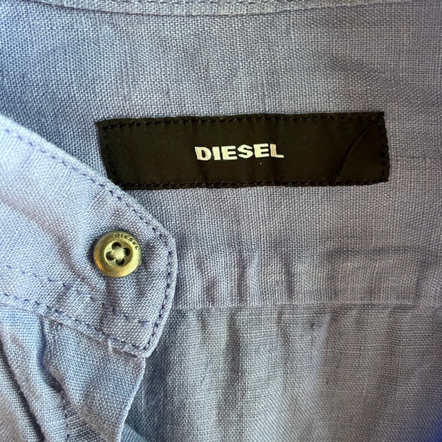 Diesel Men's Collarless Baby Blue 100% Linen Shirt-Medium - photo 3